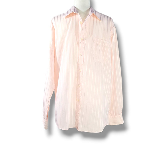 Christopher Lena Barrel Cuff Striped Dress Shirt Sz. 16.5 Length 34-35 Pink - Picture 2 of 9